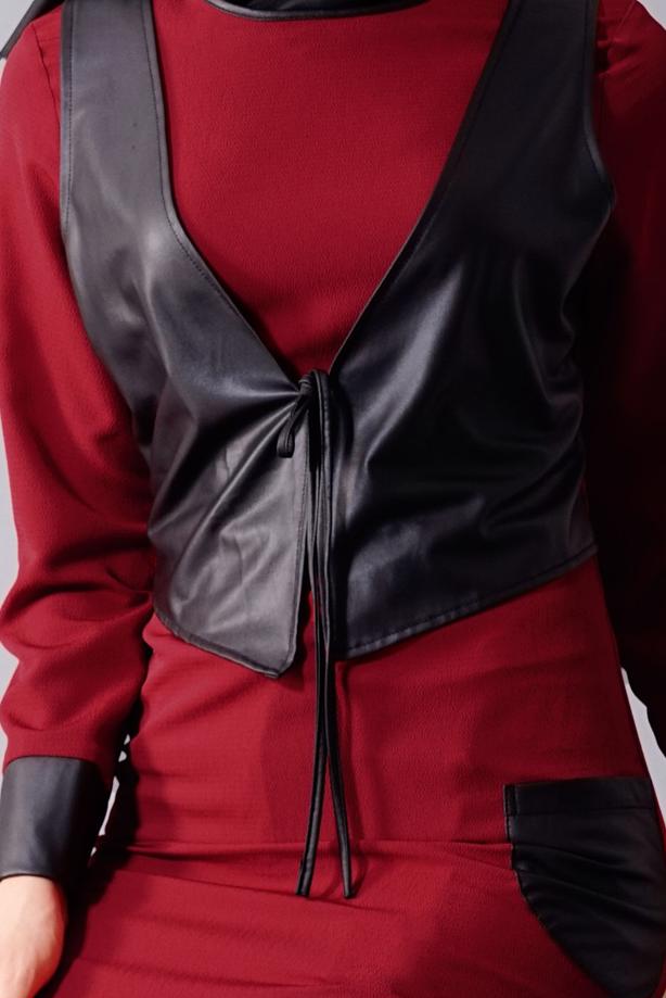 Vêtements hijab  T 454 Duay Deri Detaylı Tesettür Tunik - TRENDTESETTÜR