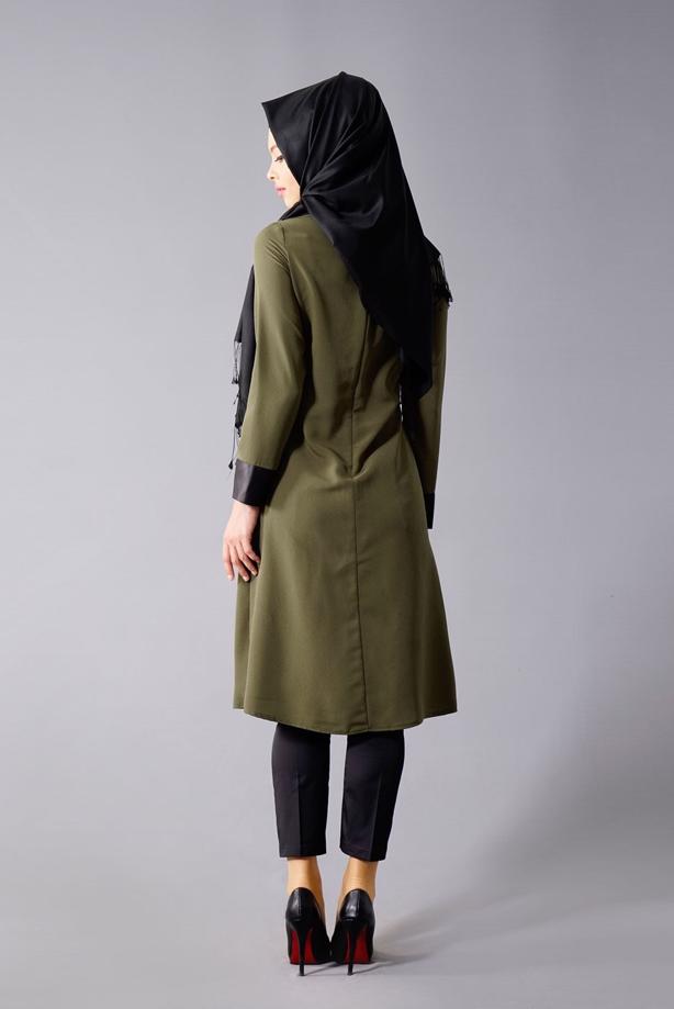 Vêtements hijab  T 454 Duay Deri Detaylı Tesettür Tunik - TRENDTESETTÜR
