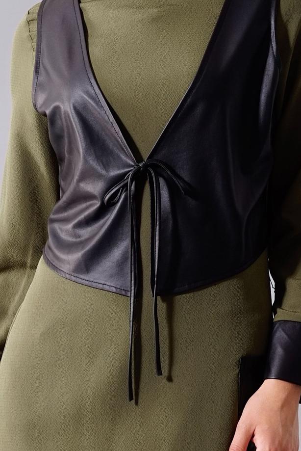 Vêtements hijab  T 454 Duay Deri Detaylı Tesettür Tunik - TRENDTESETTÜR