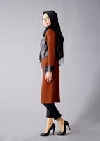 Vêtements hijab BRUN T 454 Duay Deri Detaylı Tesettür Tunik