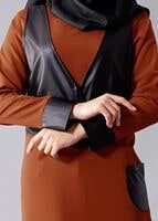 Vêtements hijab BRUN T 454 Duay Deri Detaylı Tesettür Tunik