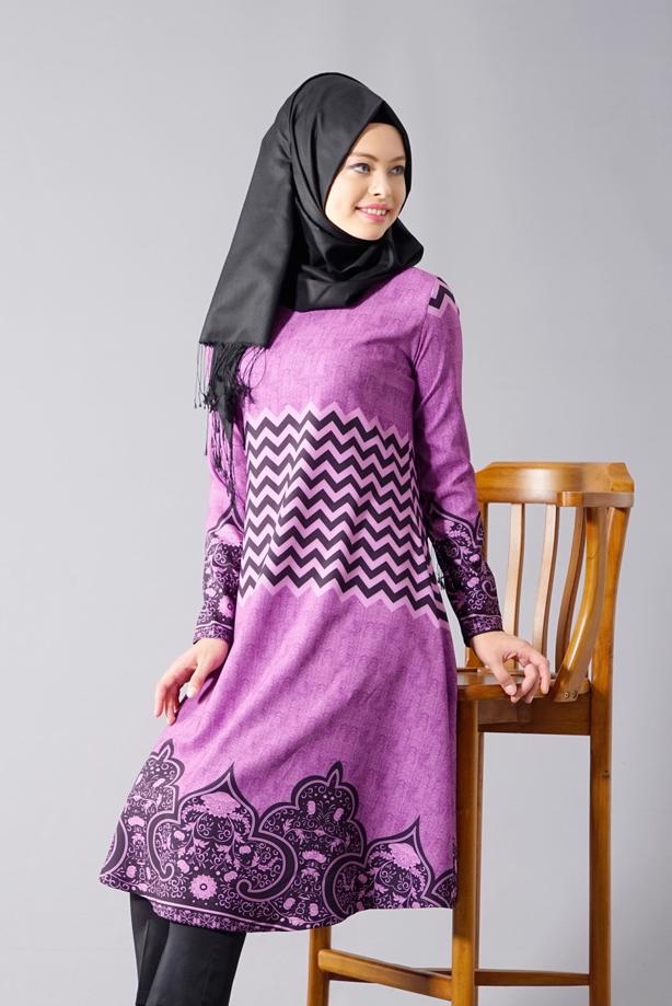 Vêtements hijab  T 537 Duay Mevlana Kesim Desenli Tunik - TRENDTESETTÜR