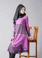 Vêtements hijab POURPRE T 537 Duay Mevlana Kesim Desenli Tunik