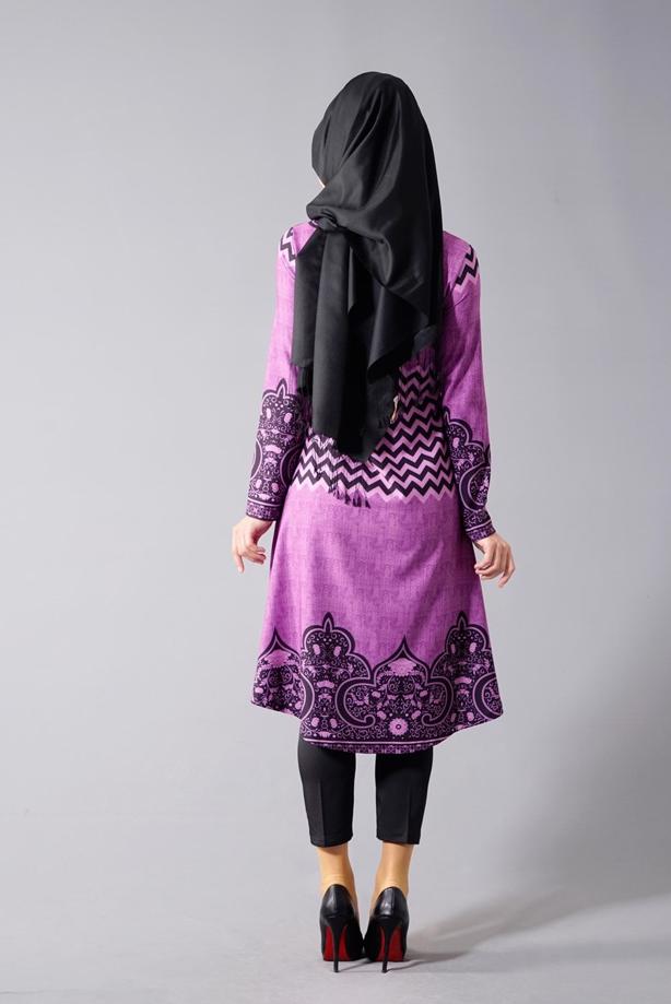 Vêtements hijab  T 537 Duay Mevlana Kesim Desenli Tunik - TRENDTESETTÜR