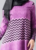 Vêtements hijab POURPRE T 537 Duay Mevlana Kesim Desenli Tunik