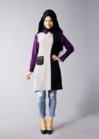 Vêtements hijab POURPRE T 547 Duay Cep Detaylı Desenli Tunik