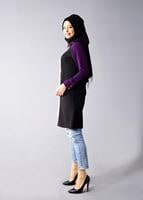 Vêtements hijab POURPRE T 547 Duay Cep Detaylı Desenli Tunik