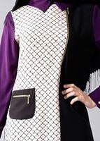 Vêtements hijab POURPRE T 547 Duay Cep Detaylı Desenli Tunik