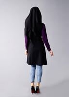Hijab clothing NAVY BLUE T 547 Duay Cep Detaylı Desenli Tunik