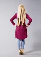 Vêtements hijab FUCHSIA T 584 Duay Pilise Detaylı Tunik