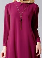 Vêtements hijab FUCHSIA T 584 Duay Pilise Detaylı Tunik