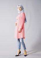 Vêtements hijab POUDRE T 584 Duay Pilise Detaylı Tunik