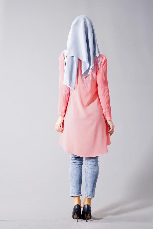 Vêtements hijab  T 584 Duay Pilise Detaylı Tunik - TRENDTESETTÜR