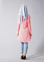 Vêtements hijab POUDRE T 584 Duay Pilise Detaylı Tunik