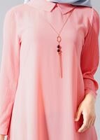 Vêtements hijab POUDRE T 584 Duay Pilise Detaylı Tunik