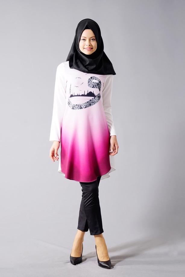 Vêtements hijab  T 610 Duay Vav Desenli Tunik - TRENDTESETTÜR