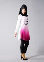 Vêtements hijab CRÈME T 610 Duay Vav Desenli Tunik