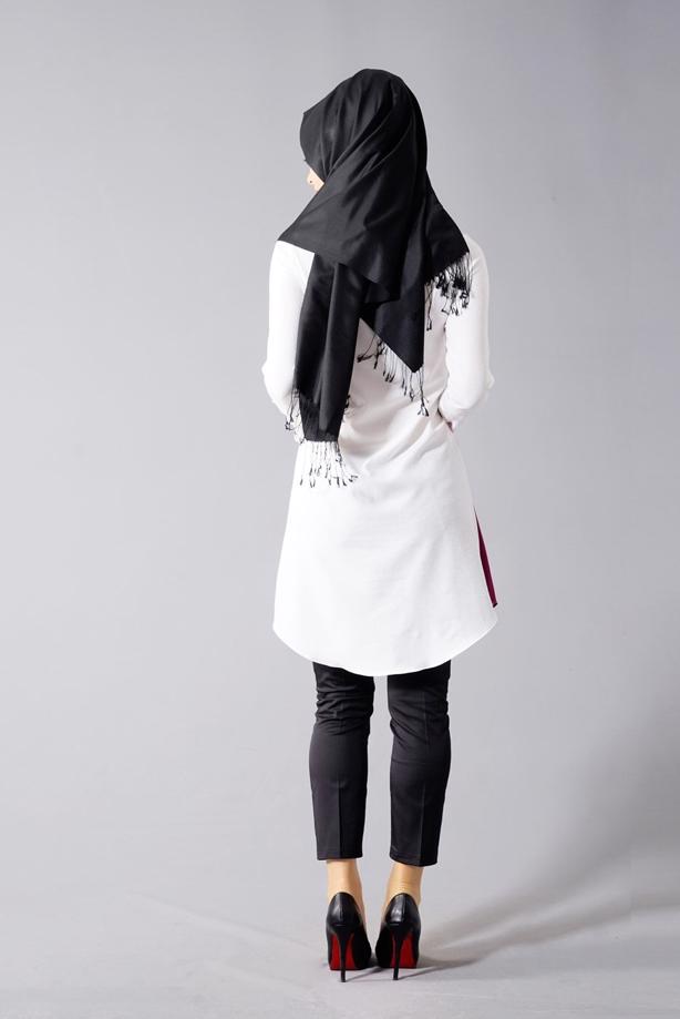 Vêtements hijab  T 610 Duay Vav Desenli Tunik - TRENDTESETTÜR