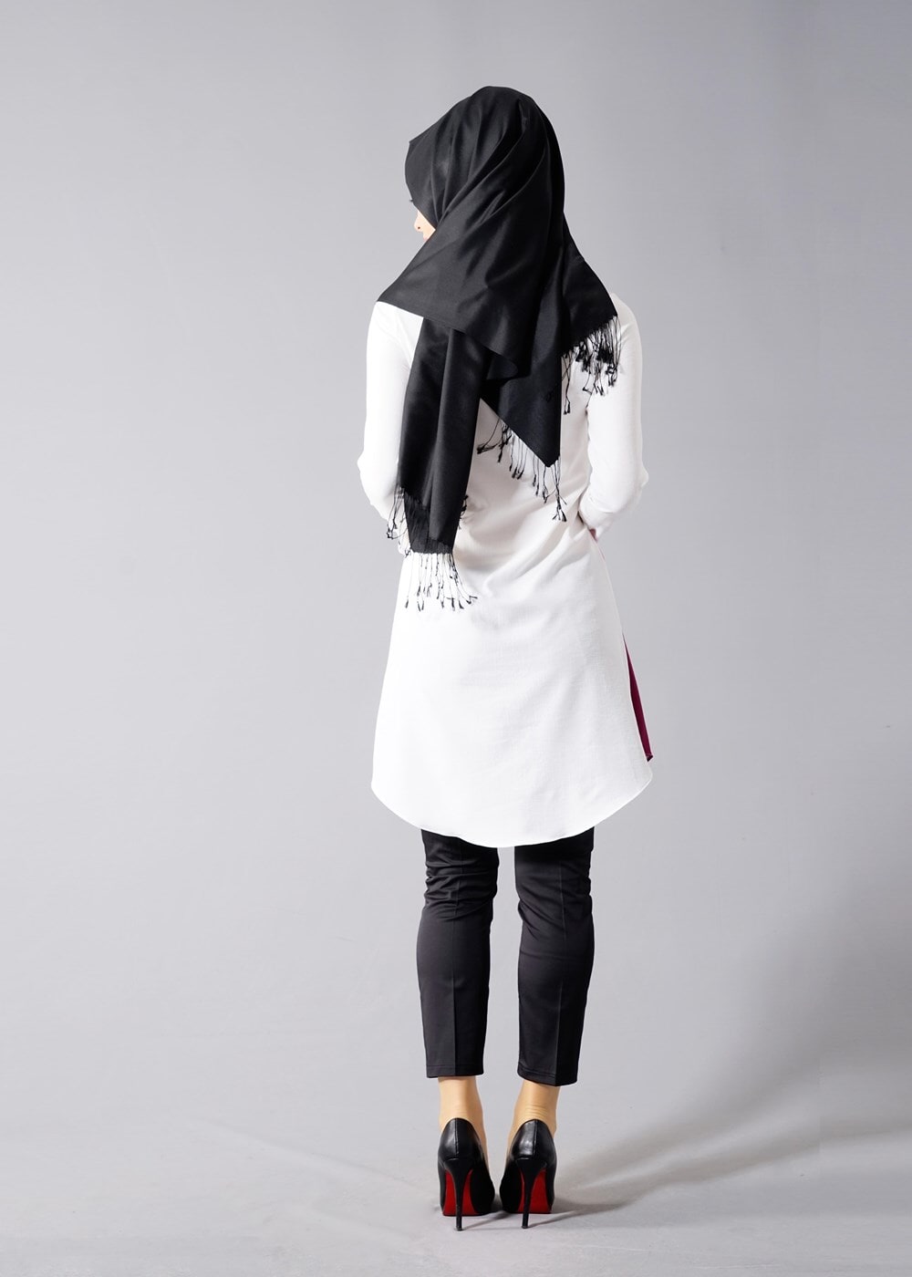 Vêtements hijab CRÈME T 610 Duay Vav Desenli Tunik
