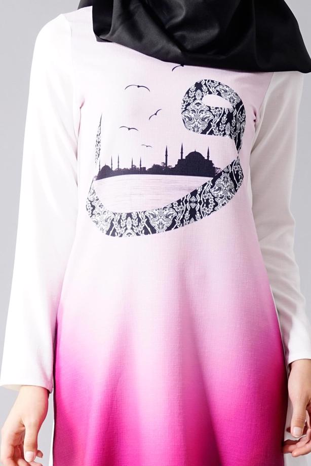 Vêtements hijab  T 610 Duay Vav Desenli Tunik - TRENDTESETTÜR