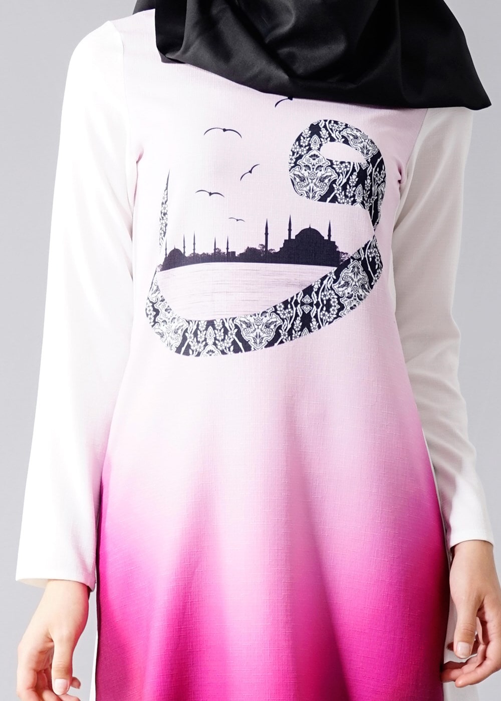 Vêtements hijab CRÈME T 610 Duay Vav Desenli Tunik