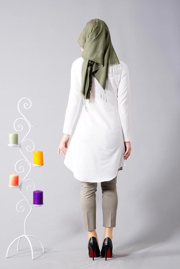 Vêtements hijab  T 610 Duay Vav Desenli Tunik - TRENDTESETTÜR