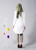 Vêtements hijab CRÈME T 610 Duay Vav Desenli Tunik