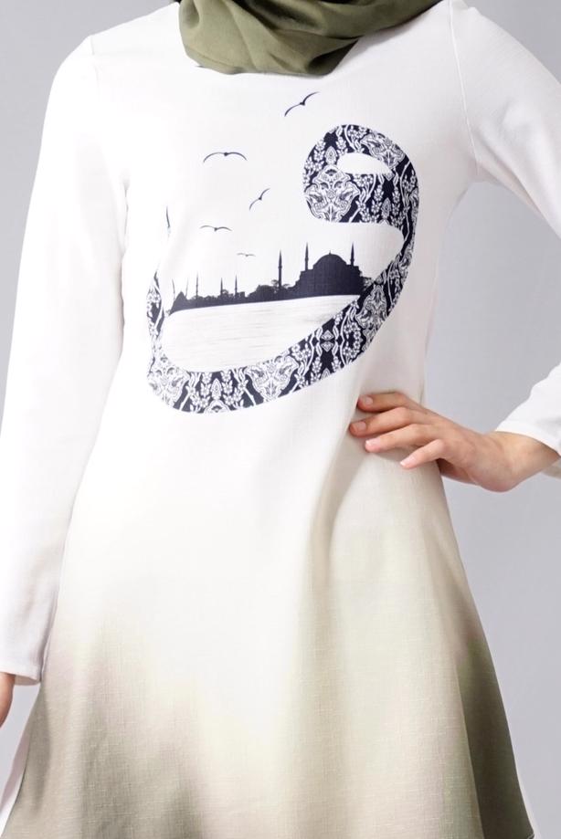 Vêtements hijab  T 610 Duay Vav Desenli Tunik - TRENDTESETTÜR