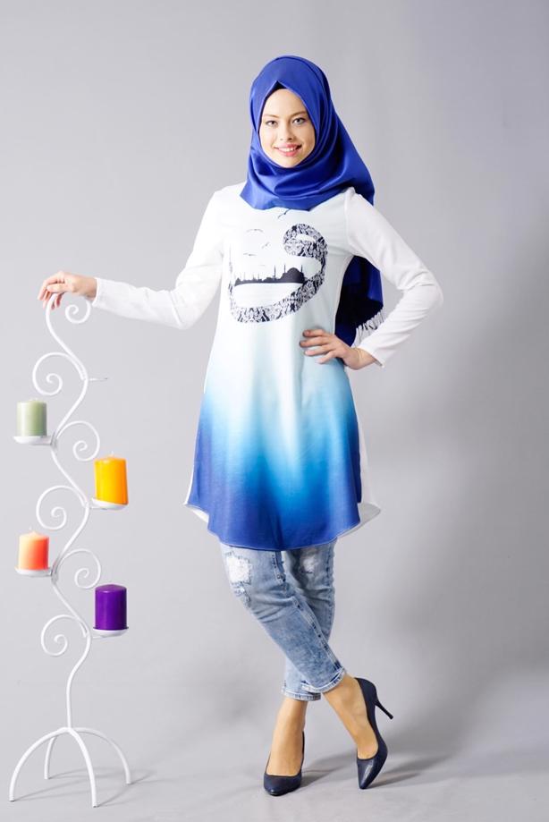 Vêtements hijab  T 610 Duay Vav Desenli Tunik - TRENDTESETTÜR