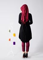 Vêtements hijab NOIR T 616 Duay Garnili  İki  Renk Tunik