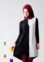Vêtements hijab NOIR T 616 Duay Garnili  İki  Renk Tunik