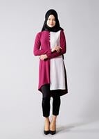 Vêtements hijab FUCHSIA T 616 Duay Garnili  İki  Renk Tunik
