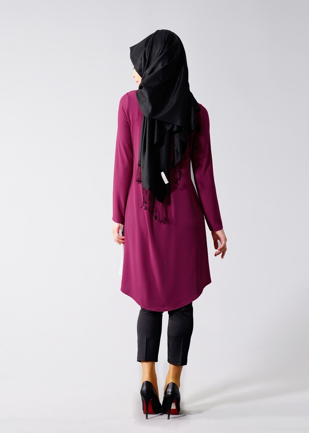Vêtements hijab FUCHSIA T 616 Duay Garnili  İki  Renk Tunik