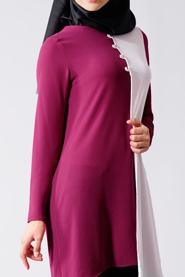 Vêtements hijab  T 616 Duay Garnili  İki  Renk Tunik - TRENDTESETTÜR