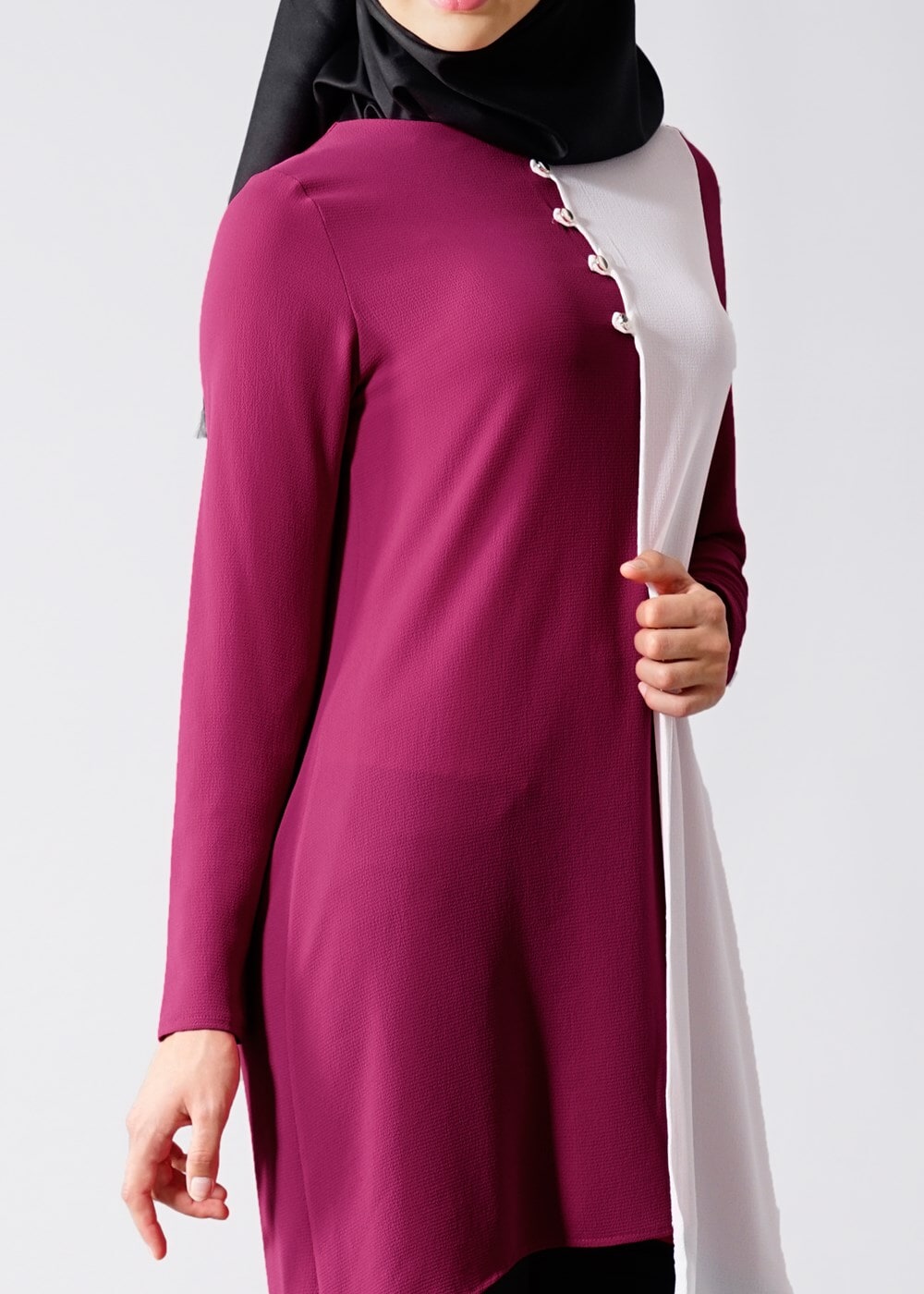 Vêtements hijab FUCHSIA T 616 Duay Garnili  İki  Renk Tunik