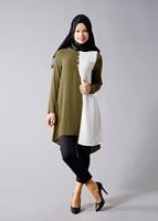 Vêtements hijab VERT T 616 Duay Garnili  İki  Renk Tunik