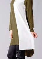 Vêtements hijab VERT T 616 Duay Garnili  İki  Renk Tunik