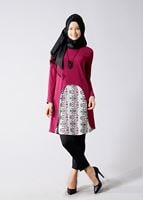 Vêtements hijab FUCHSIA T 618 Duay Etnik Desenli Tunik