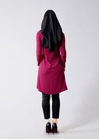 Vêtements hijab FUCHSIA T 618 Duay Etnik Desenli Tunik