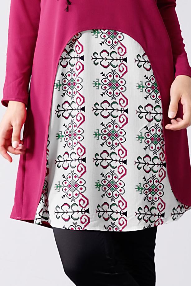Vêtements hijab  T 618 Duay Etnik Desenli Tunik - TRENDTESETTÜR