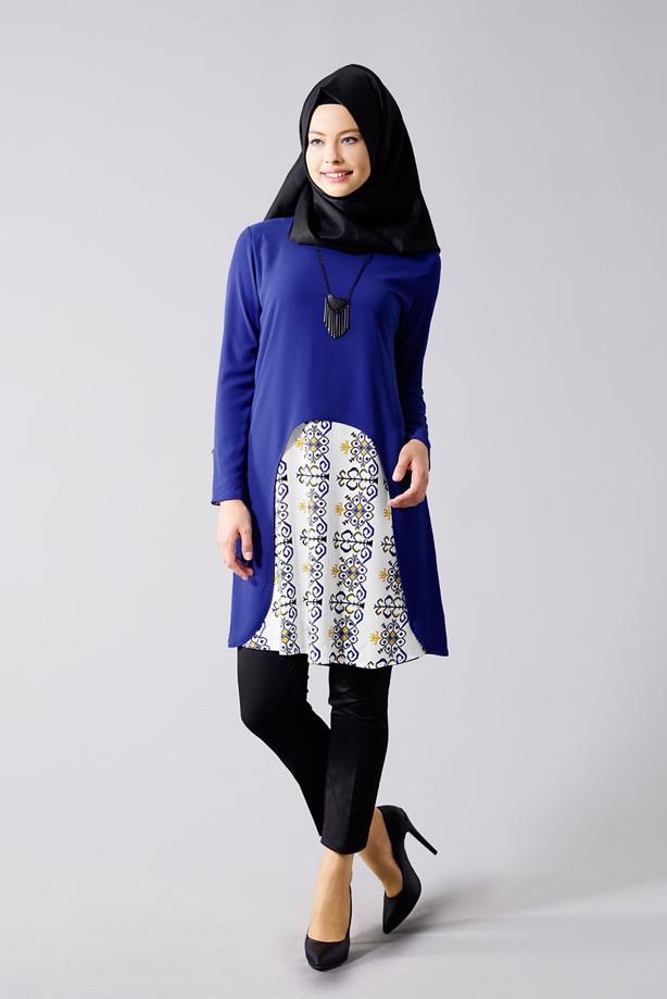 Vêtements hijab  T 618 Duay Etnik Desenli Tunik - TRENDTESETTÜR
