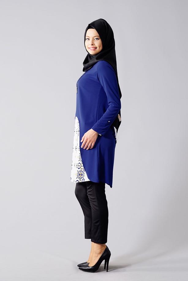 Vêtements hijab  T 618 Duay Etnik Desenli Tunik - TRENDTESETTÜR