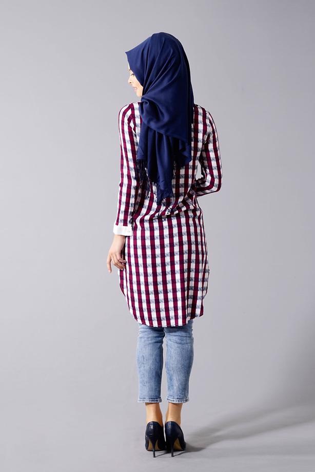 Vêtements hijab  T 667 Duay Ekose Desenli Tunik - TRENDTESETTÜR