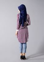 Vêtements hijab POURPRE T 667 Duay Ekose Desenli Tunik