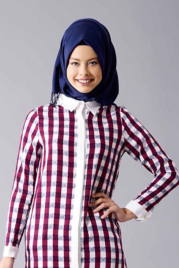 Vêtements hijab  T 667 Duay Ekose Desenli Tunik - TRENDTESETTÜR