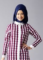 Vêtements hijab POURPRE T 667 Duay Ekose Desenli Tunik