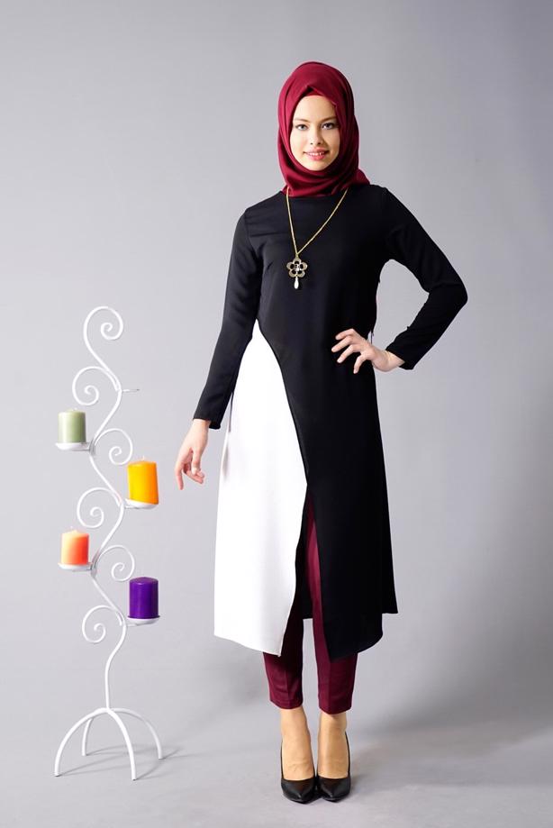 Vêtements hijab  T 684 Duay Çift Renkli Tunik - TRENDTESETTÜR