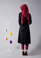 Vêtements hijab NOIR T 684 Duay Çift Renkli Tunik