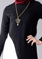 Tesettür giyim SİYAH T 684 Duay Çift Renkli Tunik