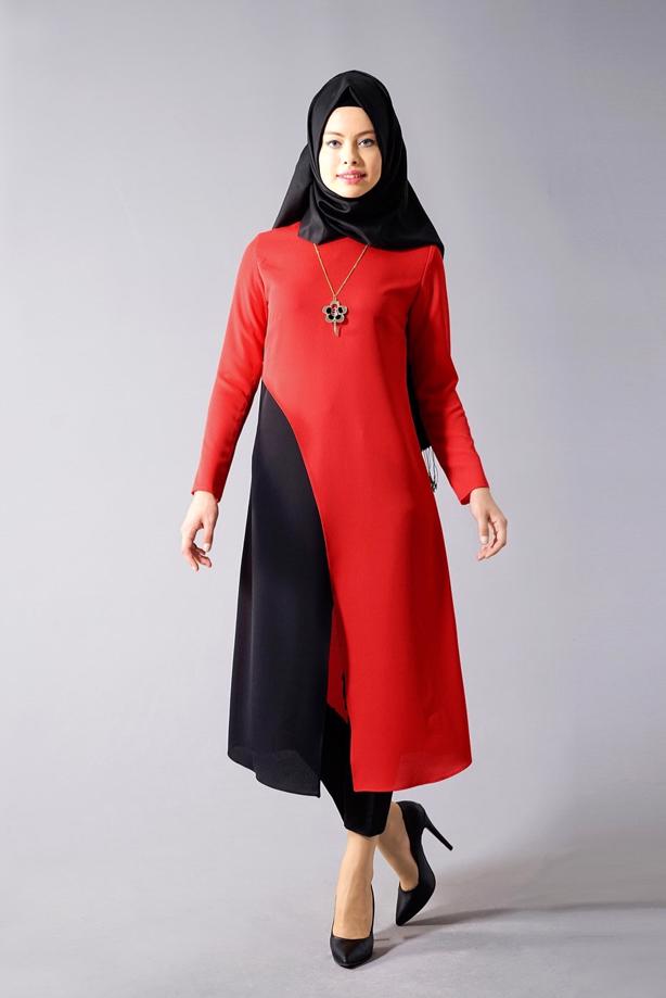 Vêtements hijab  T 684 Duay Çift Renkli Tunik - TRENDTESETTÜR